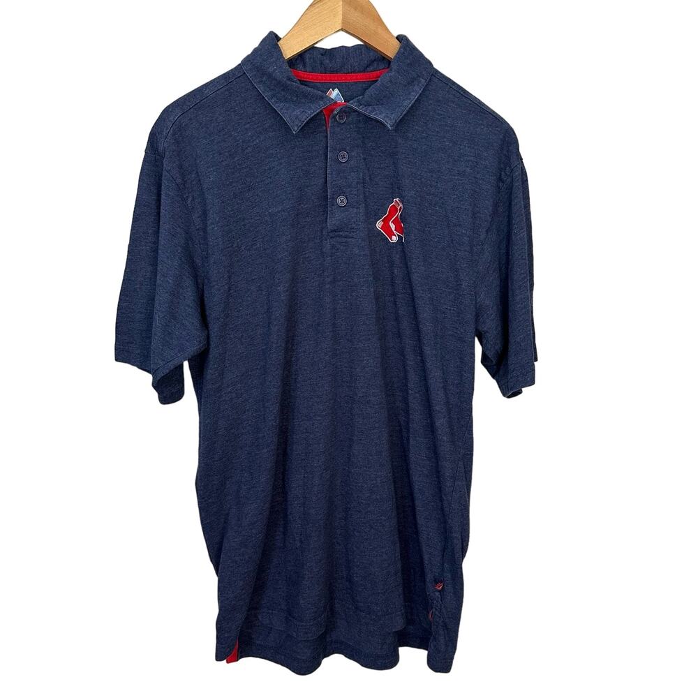 Boston Red Sox MLB Majestic Polo Shirt Men's Large Blue Athletic Sports